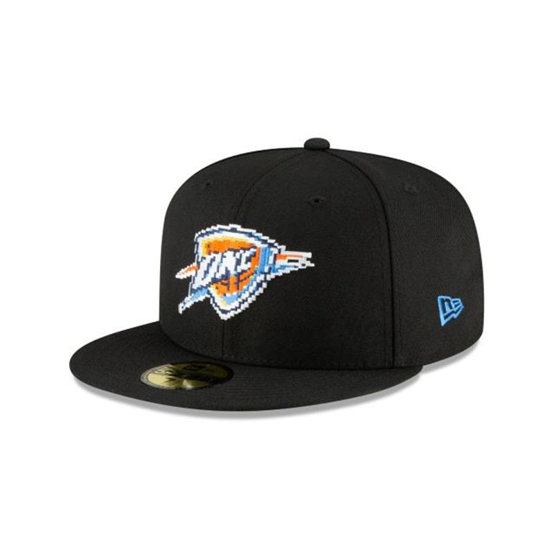 NBA Oklahoma City Thunder Pixel 59Fifty Fitted (IYR9507) - Black New Era Caps